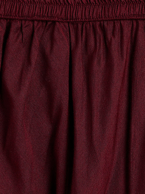 Vastramay SISHU Girl's Maroon Mirror Kurta Pyjama Set